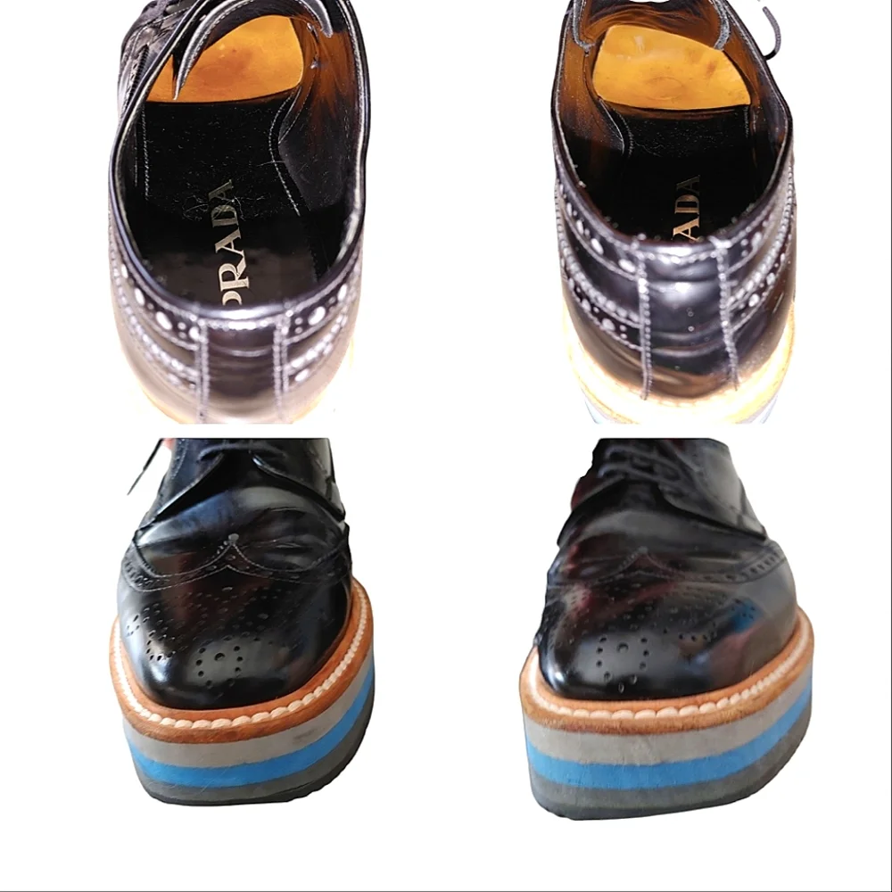 Prada Black Classic Leather Lace Up Laced Formal Shoes Derby - Picture 6 of 16